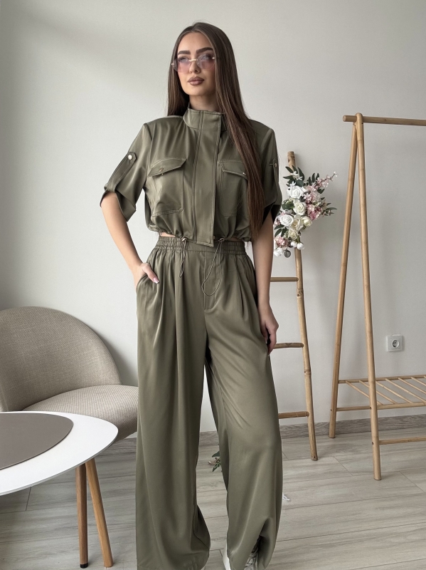 Зелен сатенен комплект