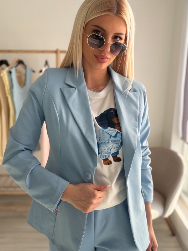 Синьо памучно сако