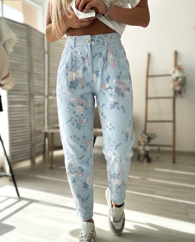 Сини дънки на цветя нови