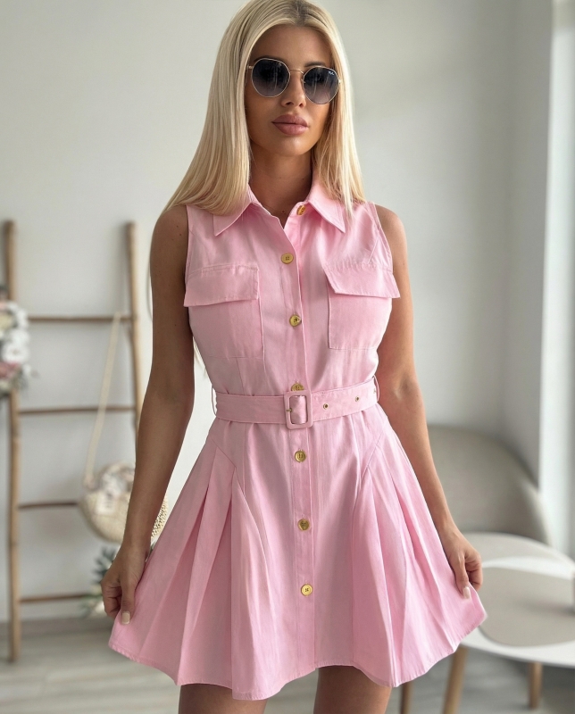 Розова дънкова рокля