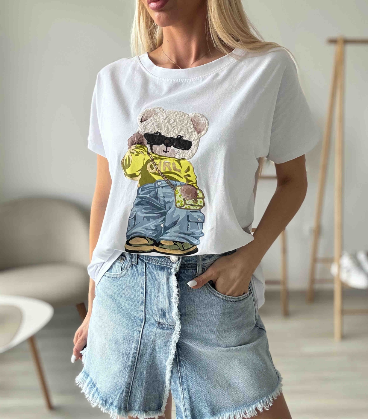 Тениска жълто мече