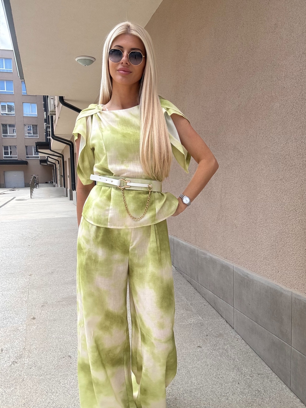 Зелен костюм памук