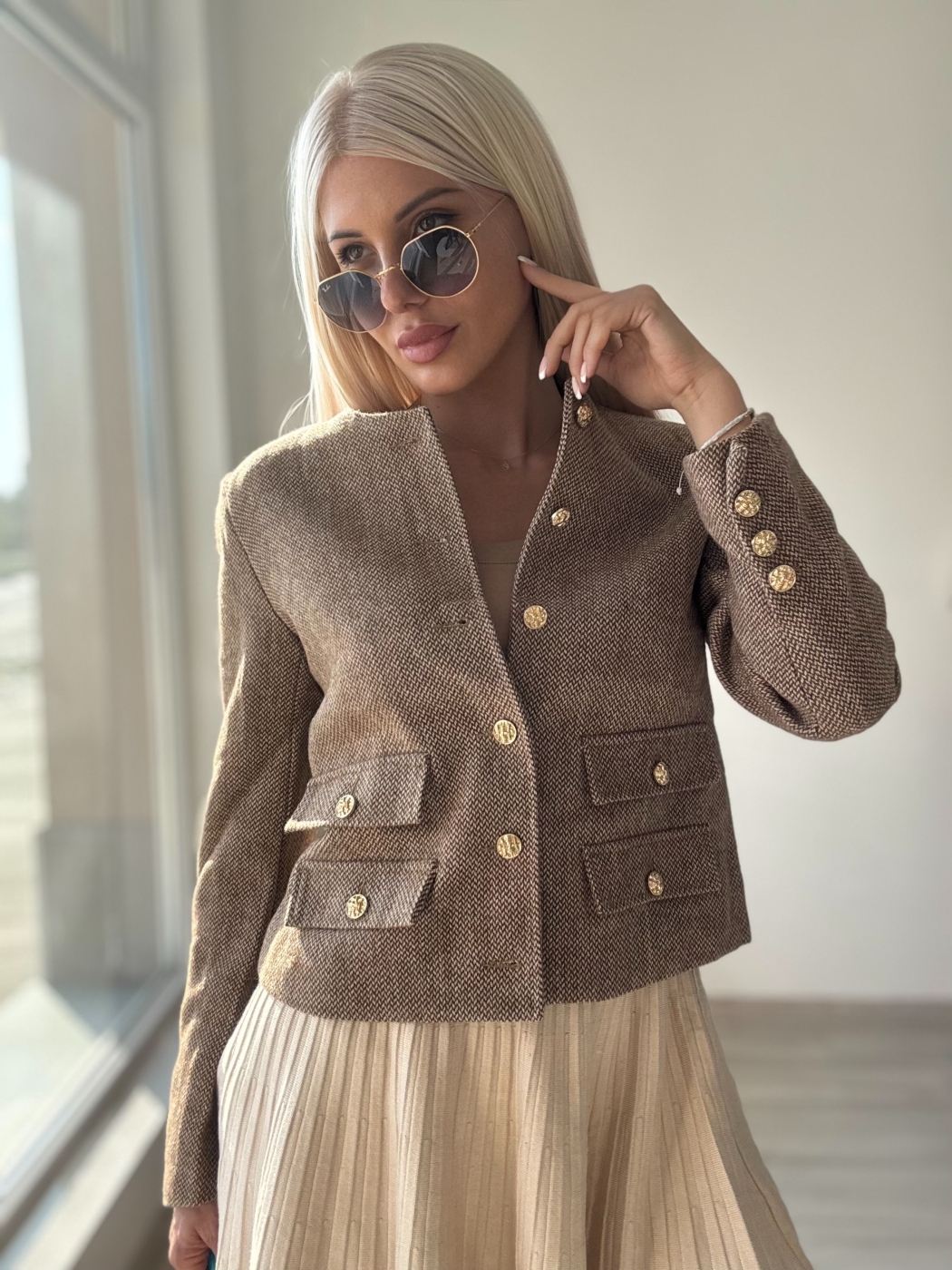 Вълнено палто камел