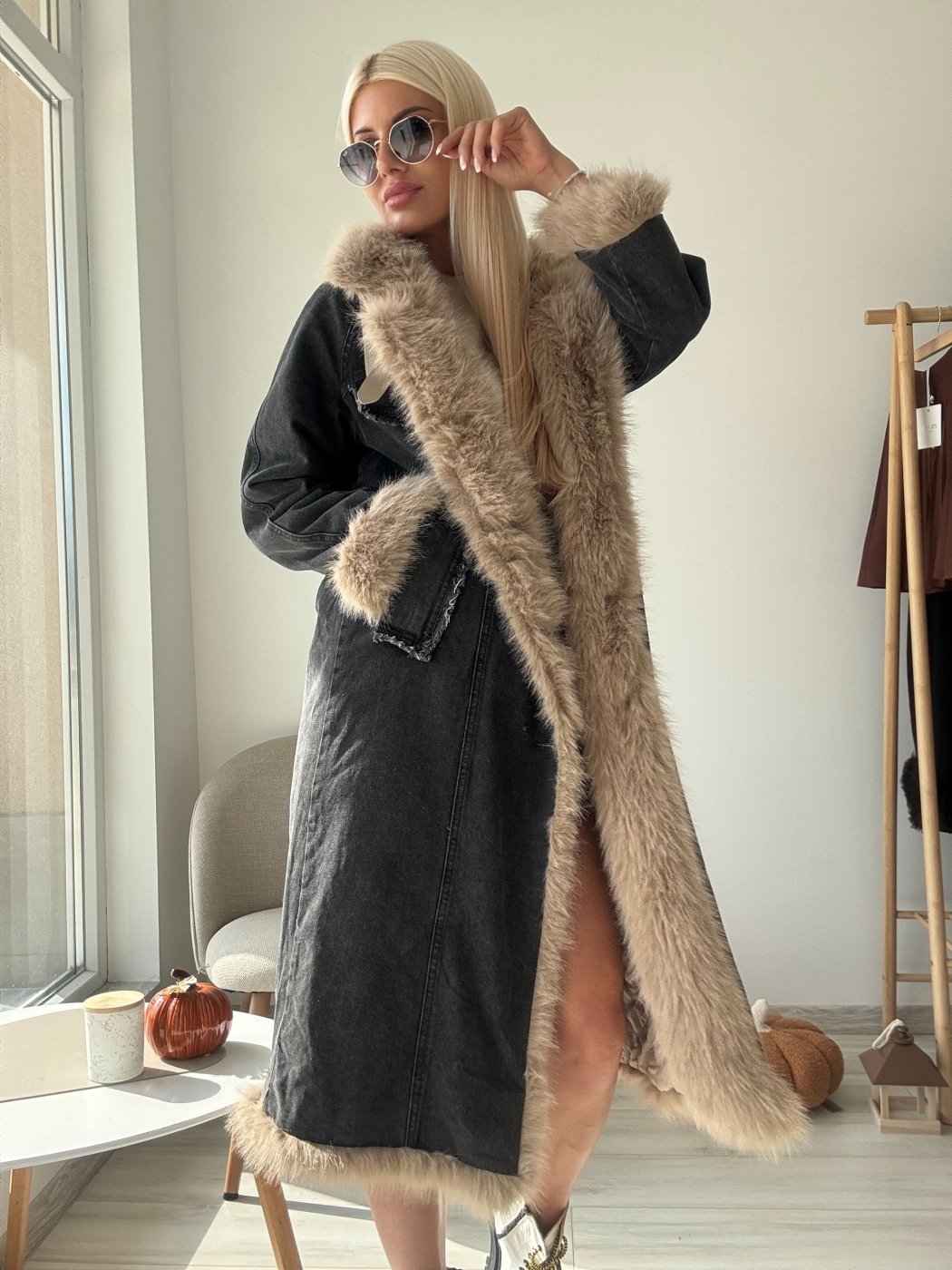 Черно дълго дънково яке