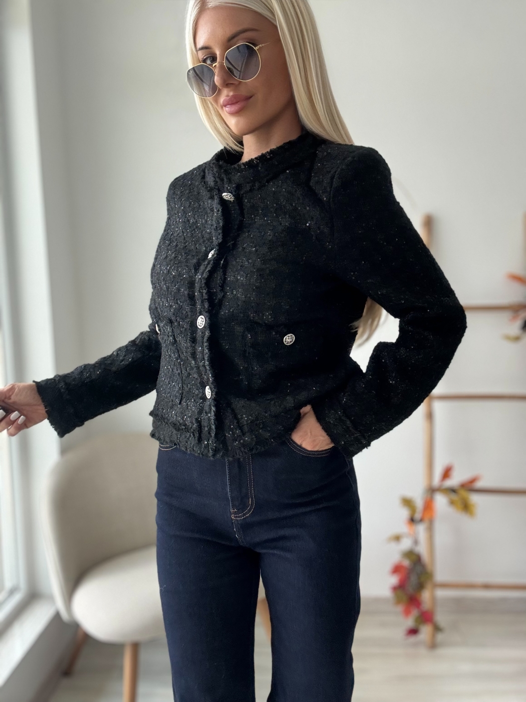 Черно палто от букле 