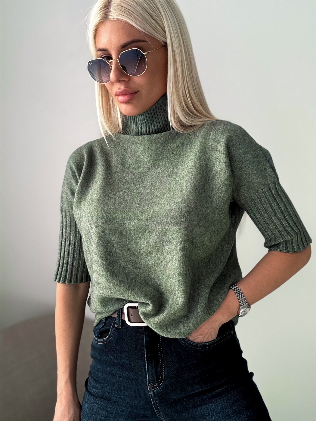 Зелен пуловер Lina