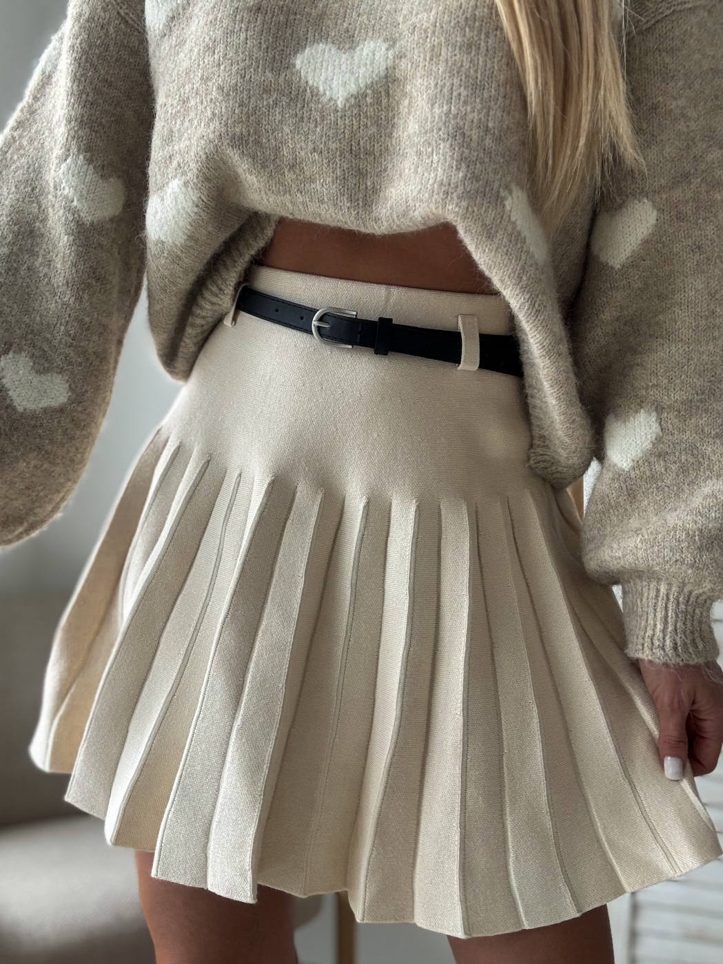 Пола с колан екрю