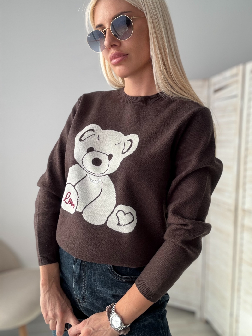 Кафяв пуловер Ted