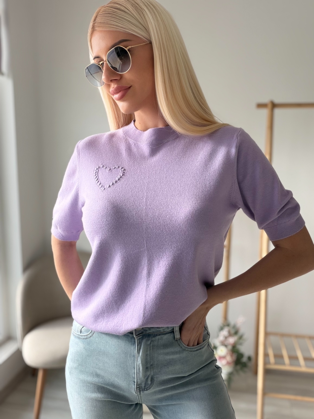 Лилава тениска плетиво