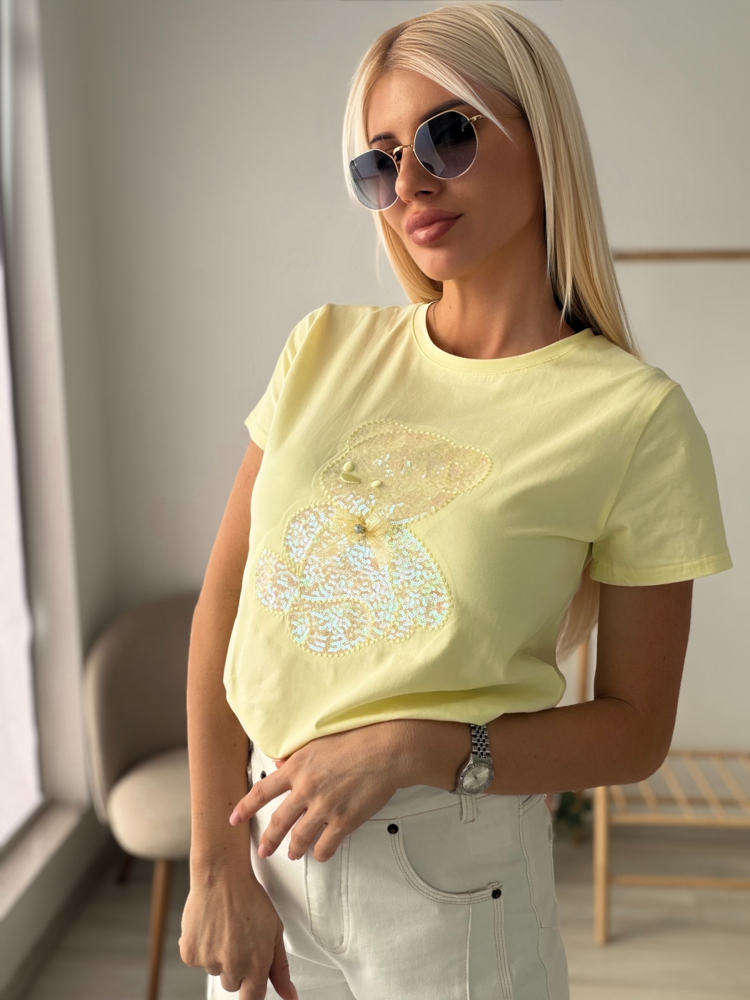 Жълта тениска с мече