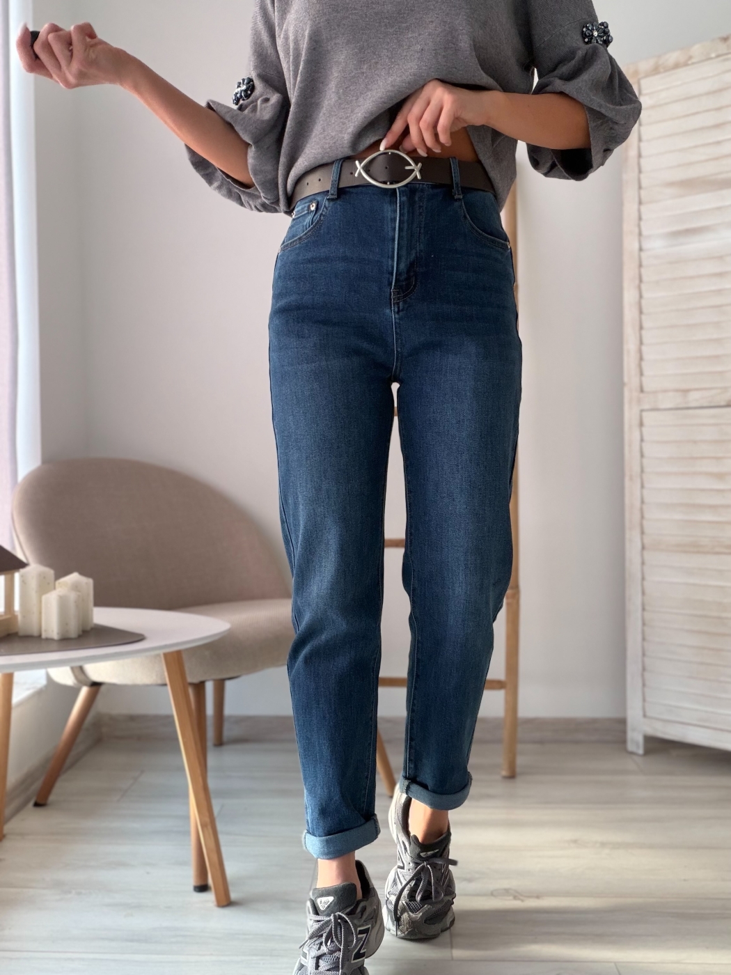 Тъмно сини дънки мамфит Fish