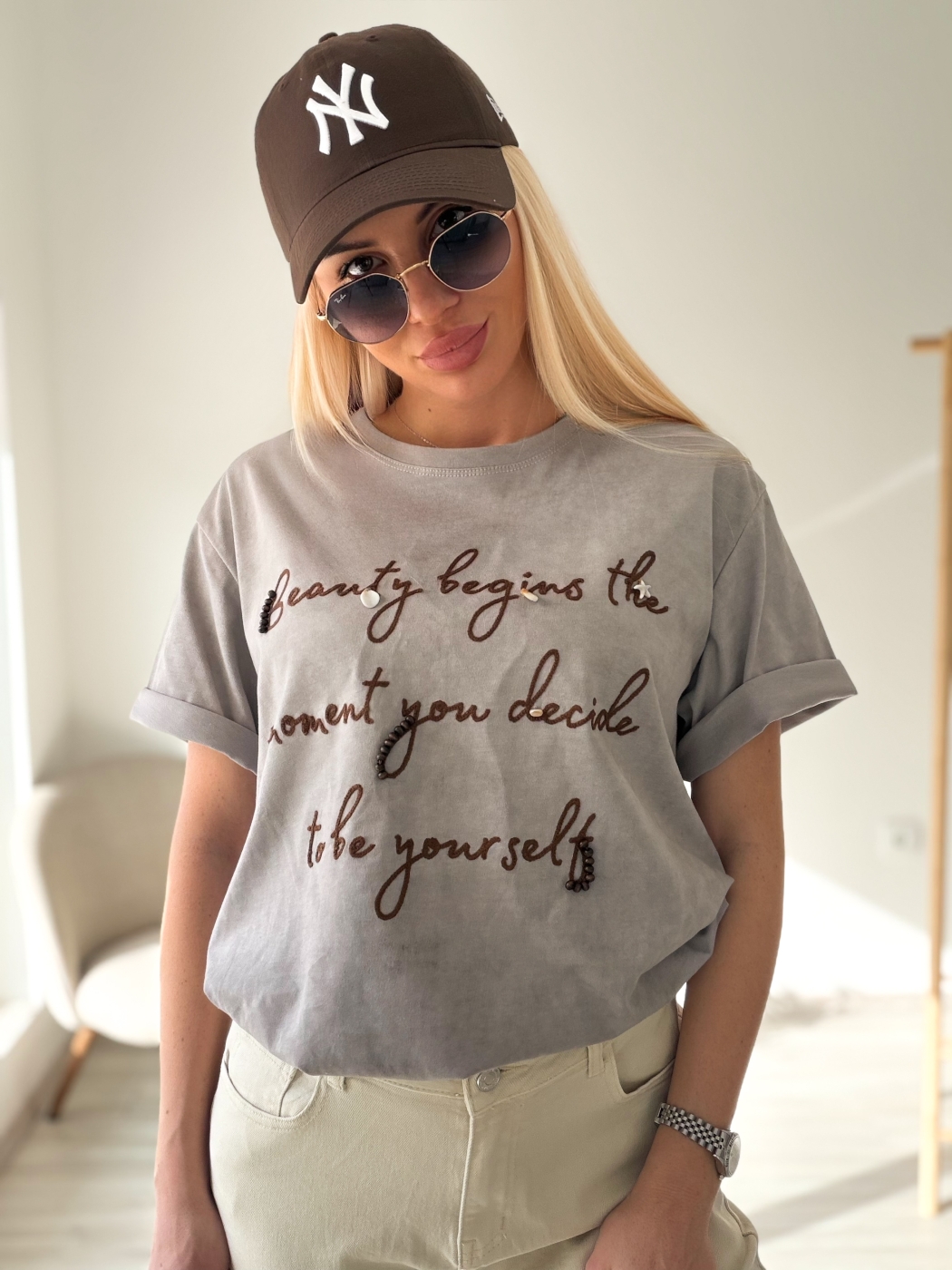 Сива тениска пран памук