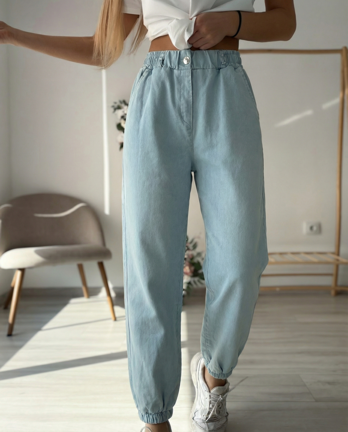 Летни дънки бебешко синьо