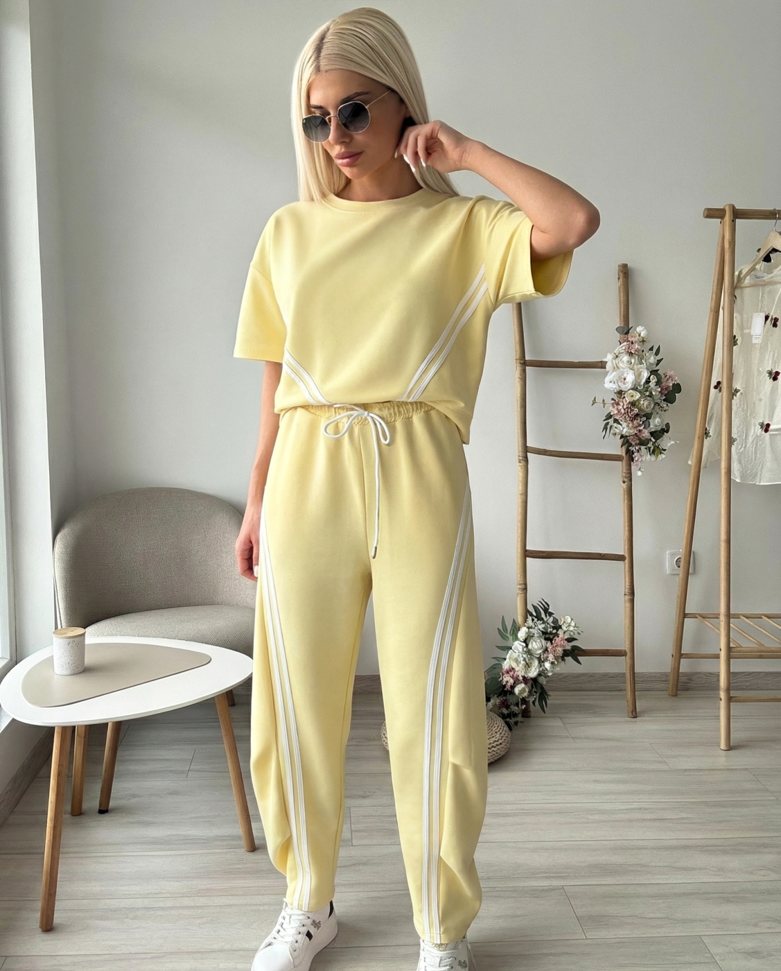 Жълт комплект с къс ръкав