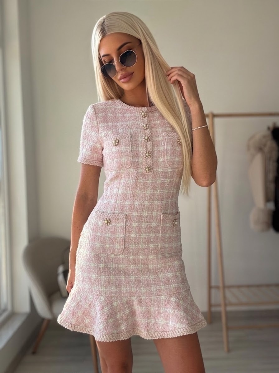Розова рокля Pearl букле