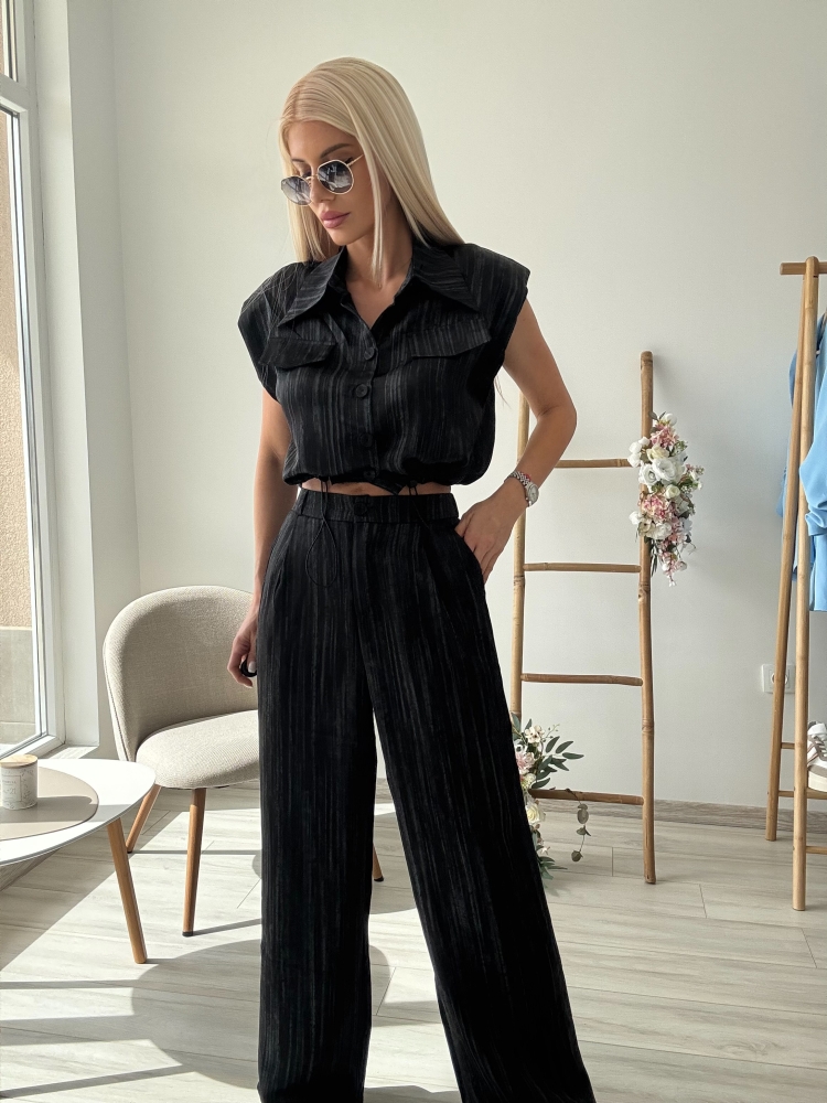 Черен комплект сатен