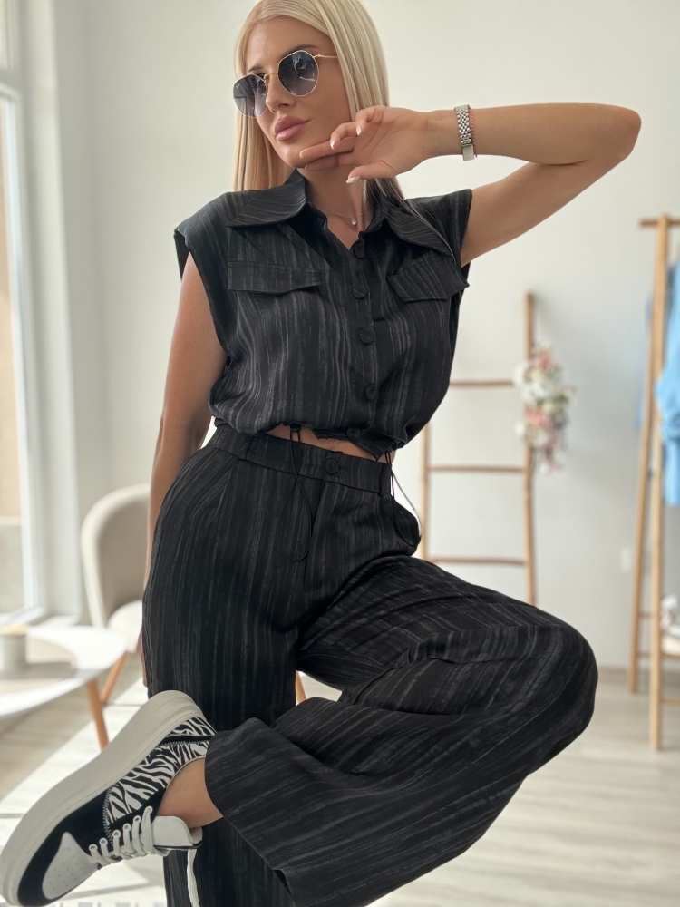 Черен комплект сатен