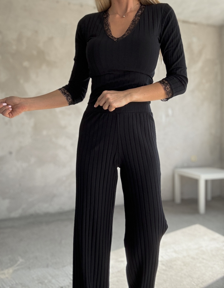 Черен комплект рипс с дантела