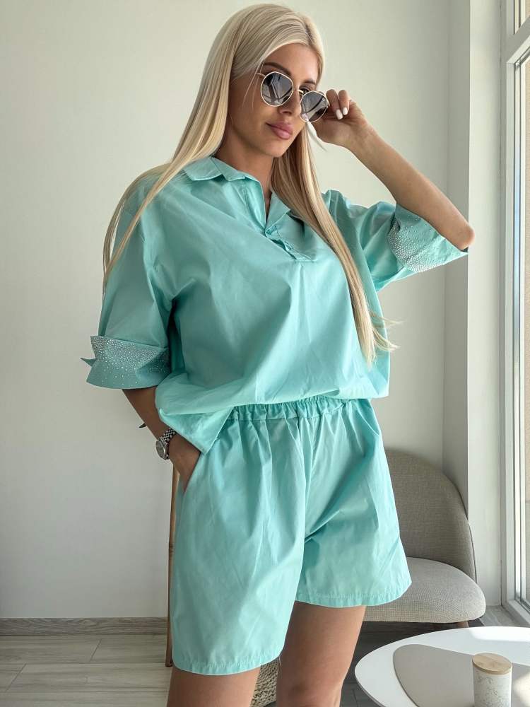 Тюркоазен сет с камъни