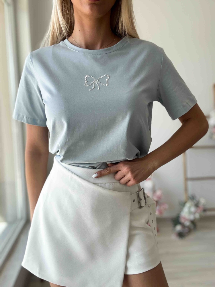 Тениска панделка синя