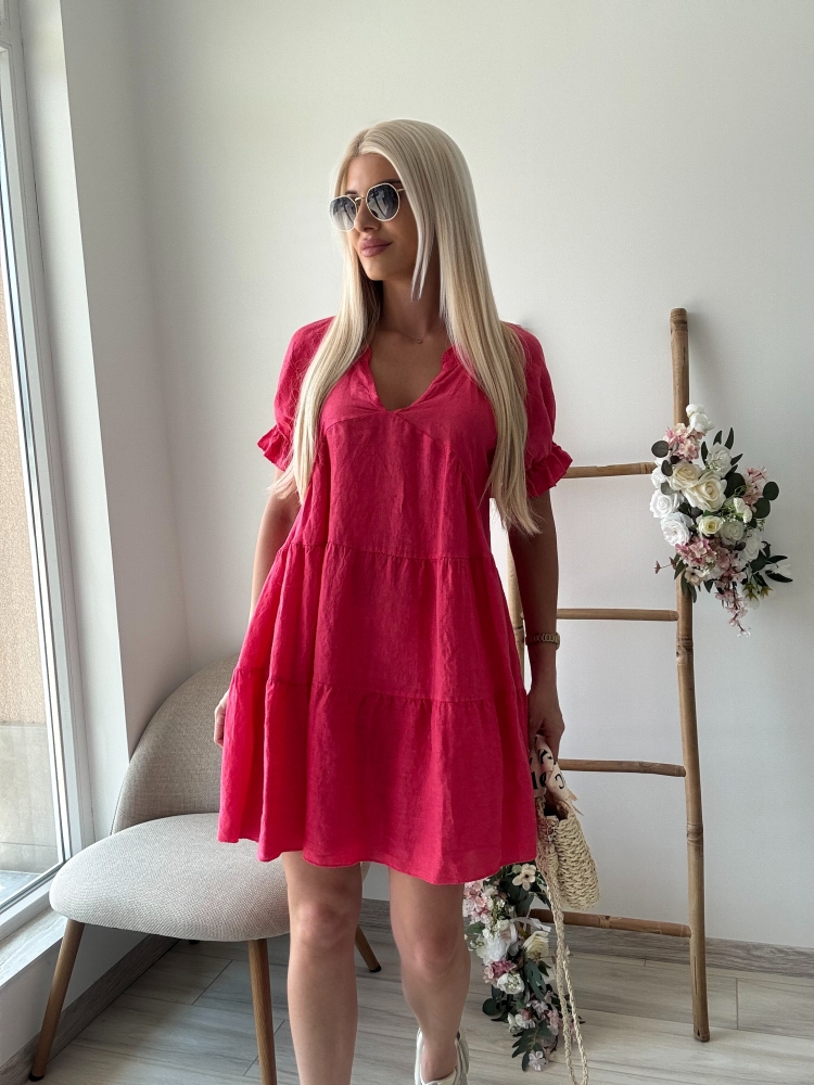 Рокля лен малина