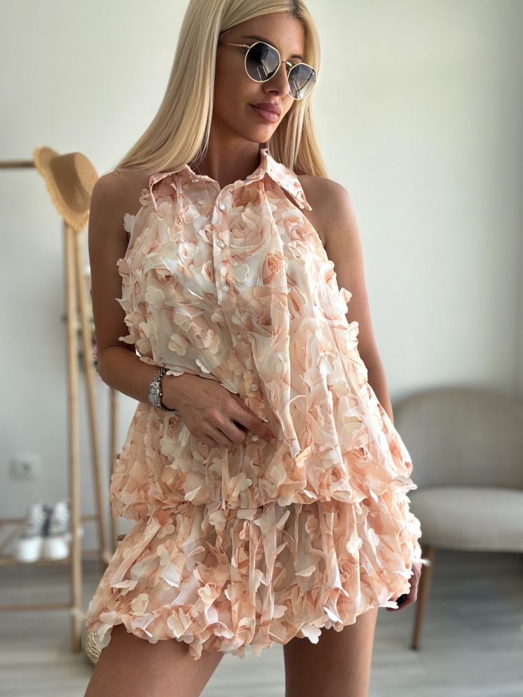 Рокля кроп нуд 3Д цветя