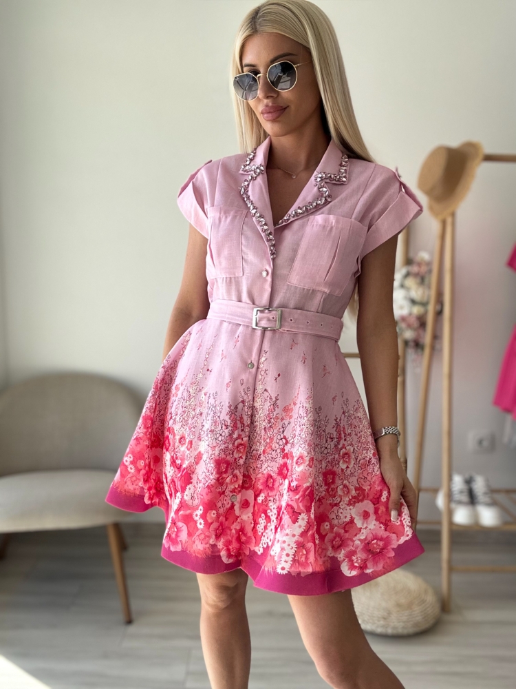 Розова луксозна рокля