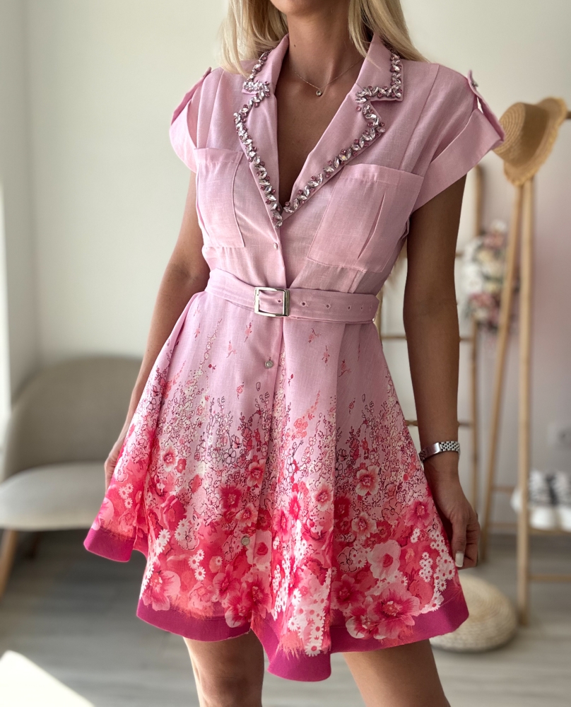 Розова луксозна рокля