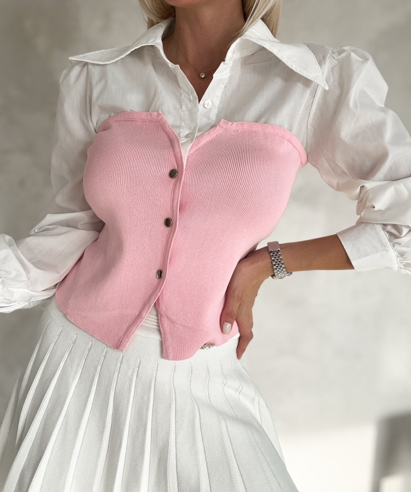 Розова блуза корсет