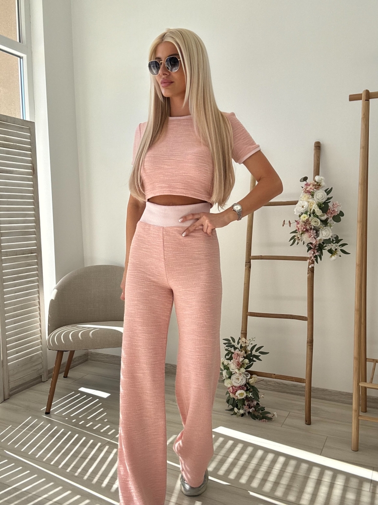 Розов комплект фино плетиво