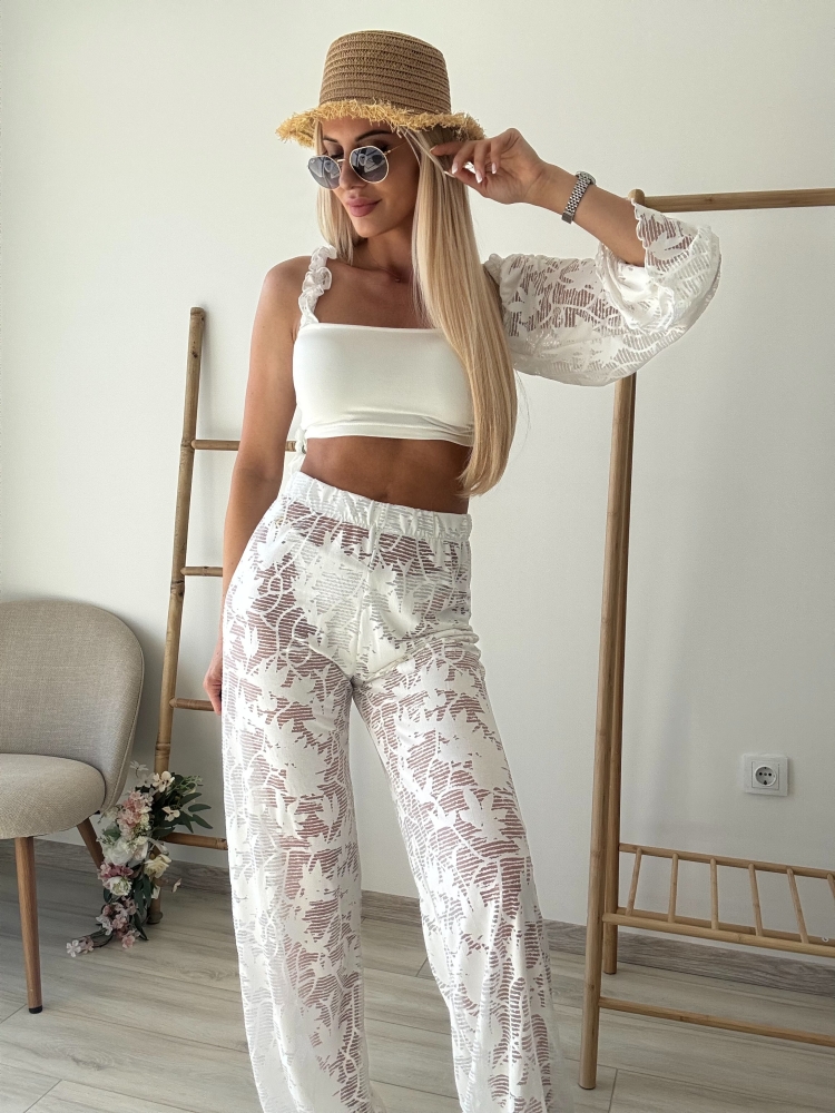 Плажен сет бяла дантела