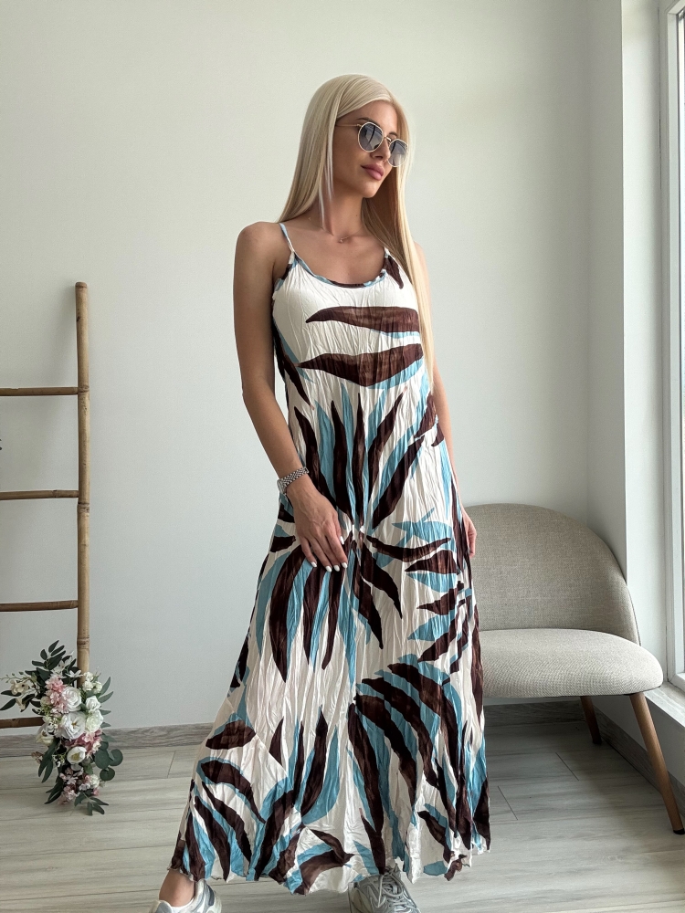 Намачкана рокля сини листа