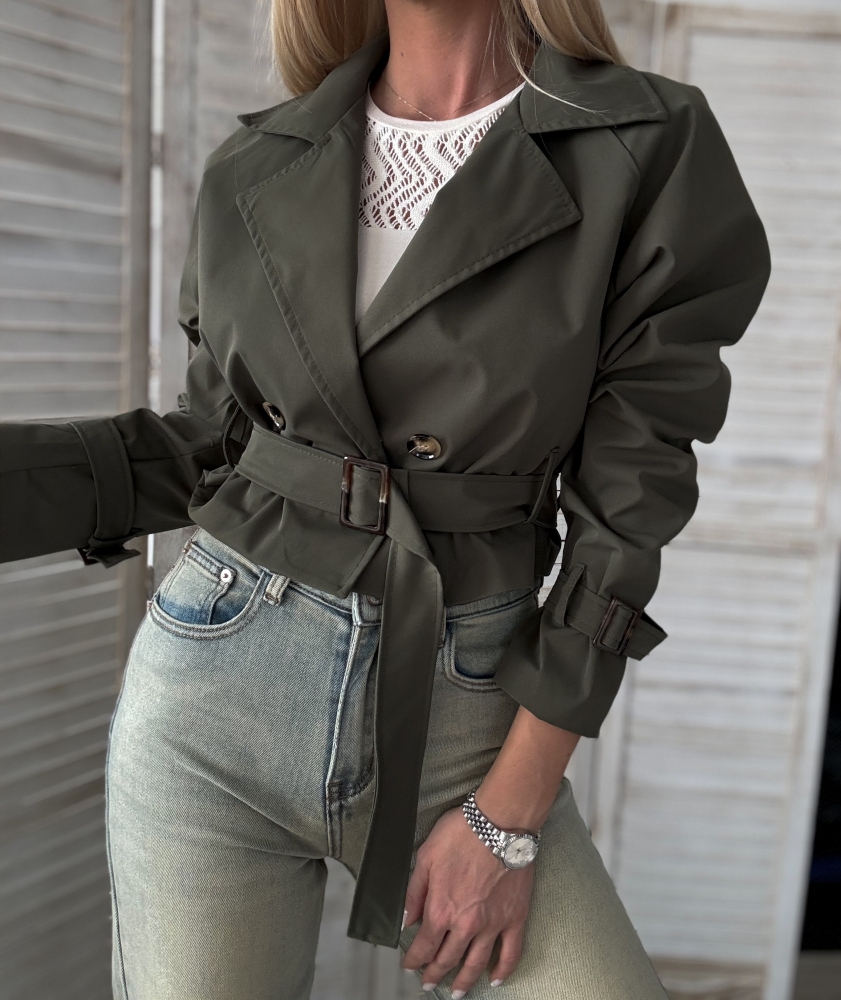 Къс шлифер каки