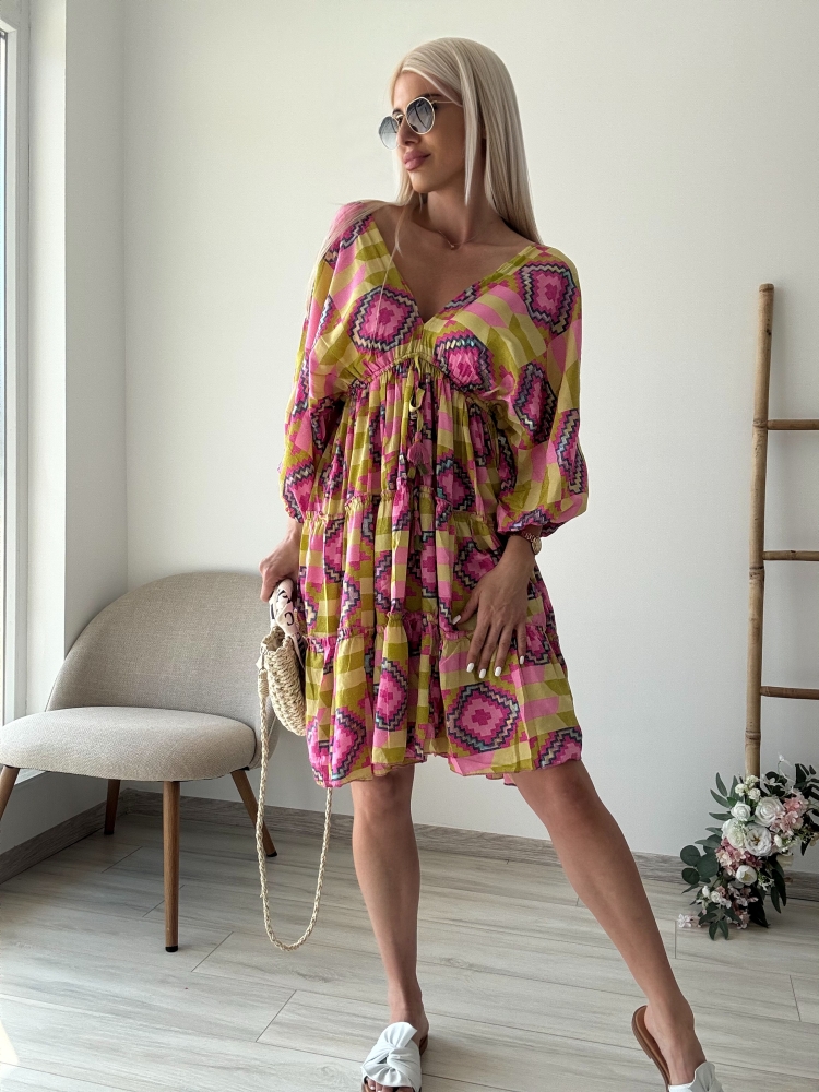 Копринена рокля циклама