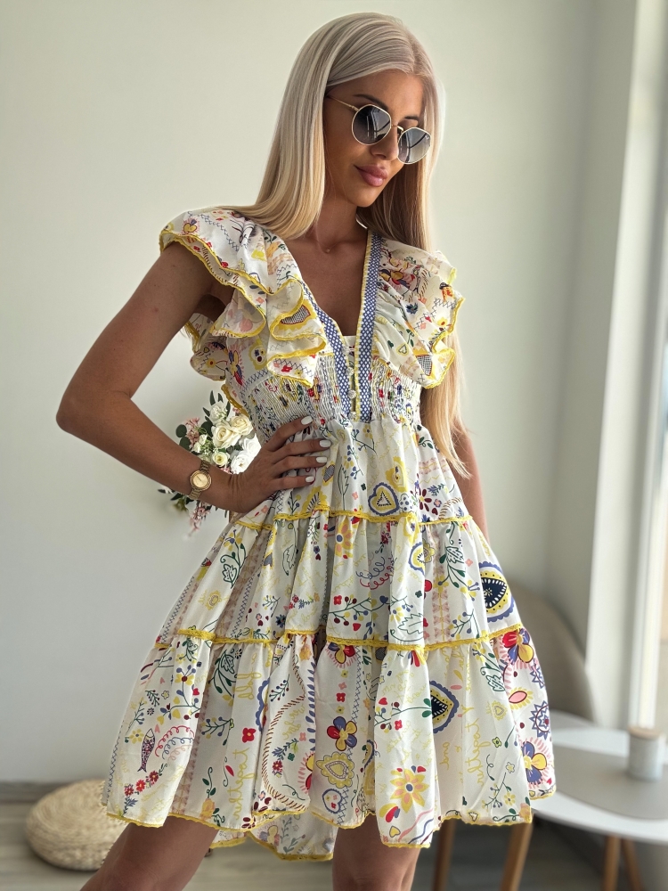 Жълта рокля с надписи