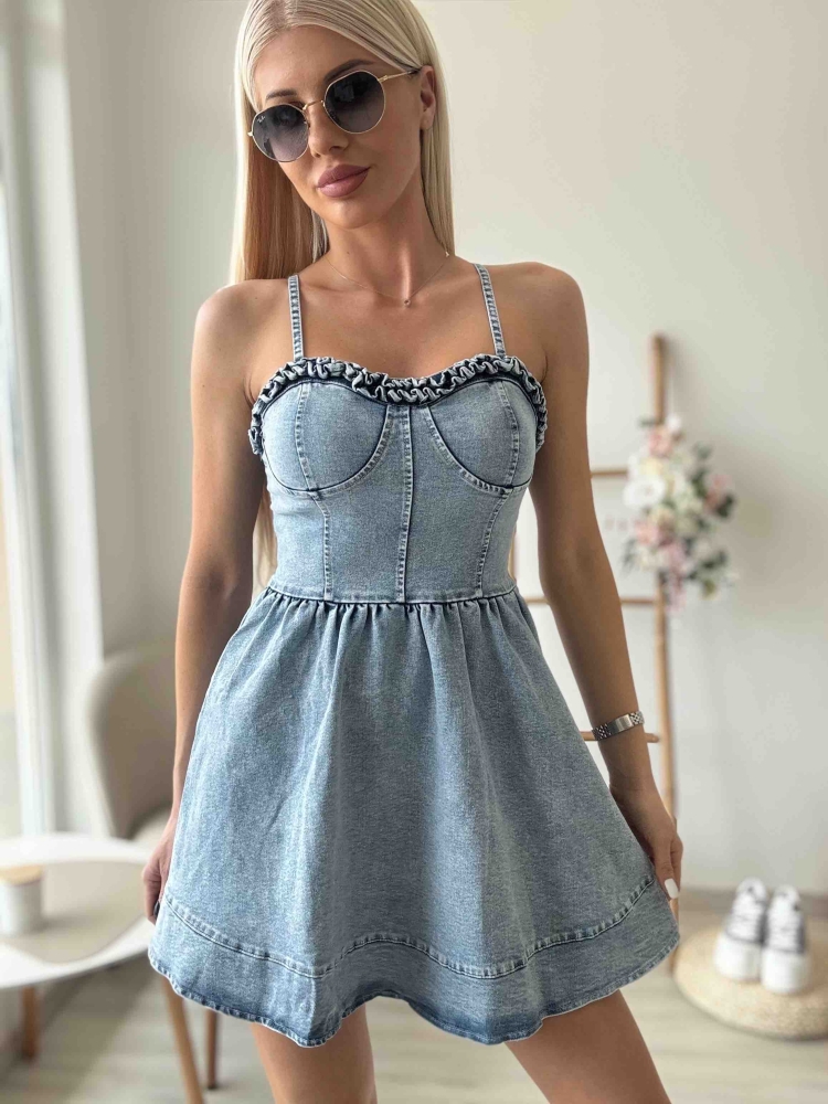 Дънкова рокля корсет