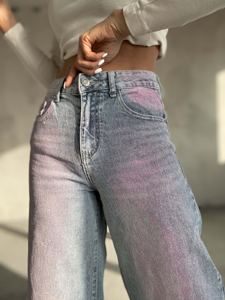 Дънки в розово с брокат