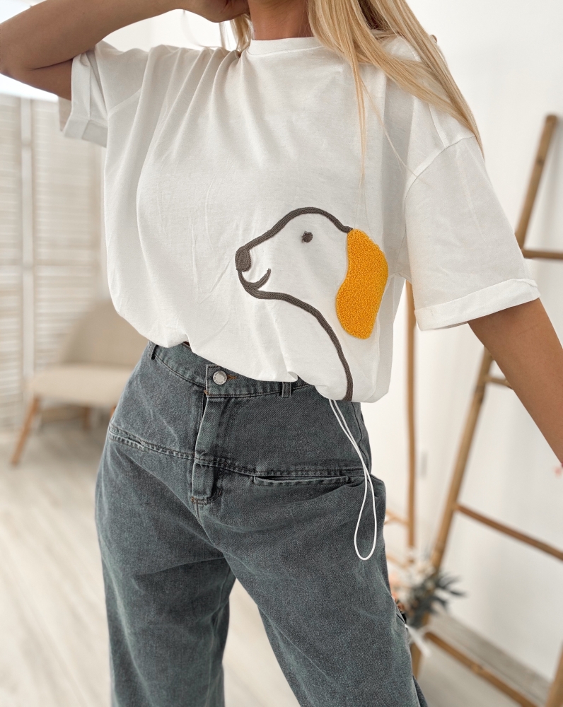 Бяла тениска с куче