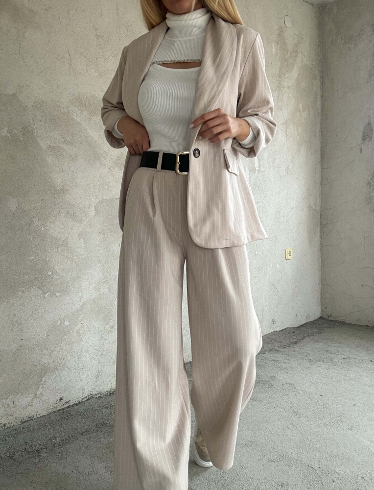 Бежов панталон лана