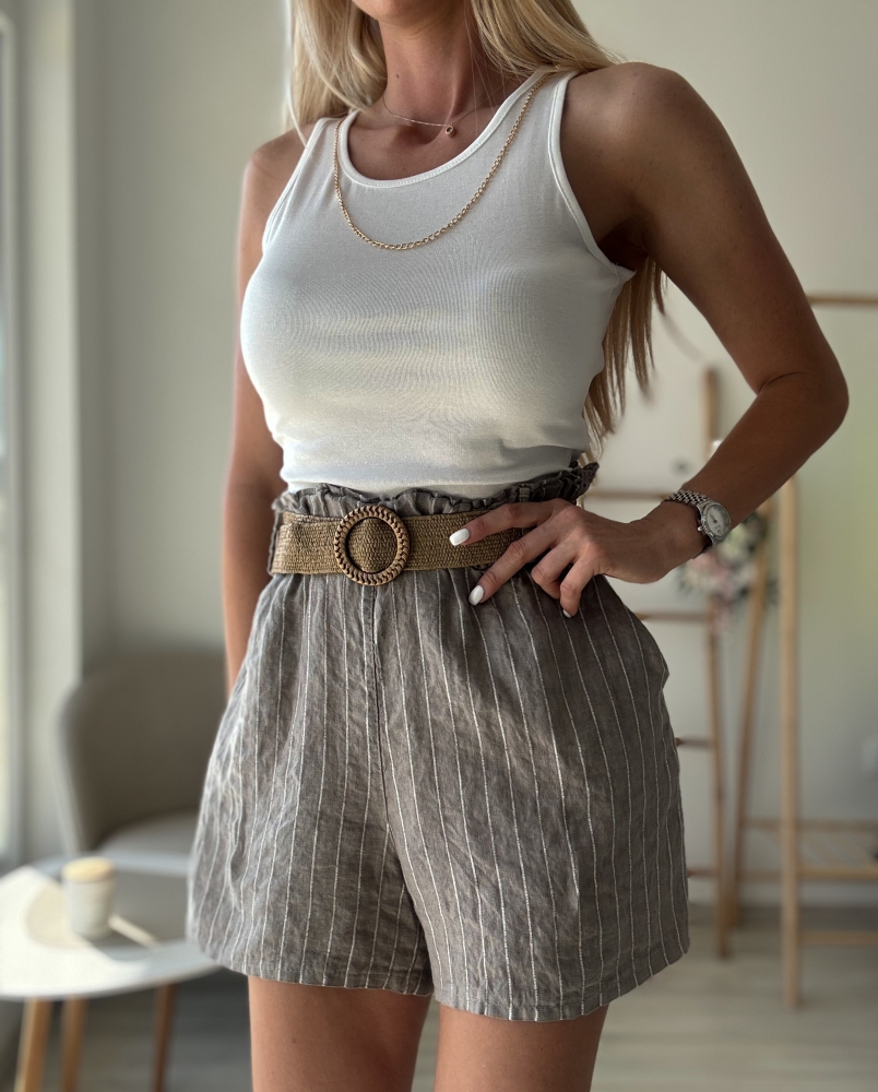 Ленен къс панталон шоколад