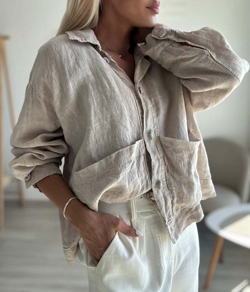 Ленена риза с диамантени копчета