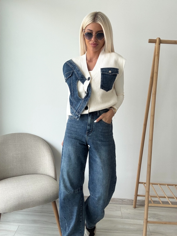 Бял елек с деним