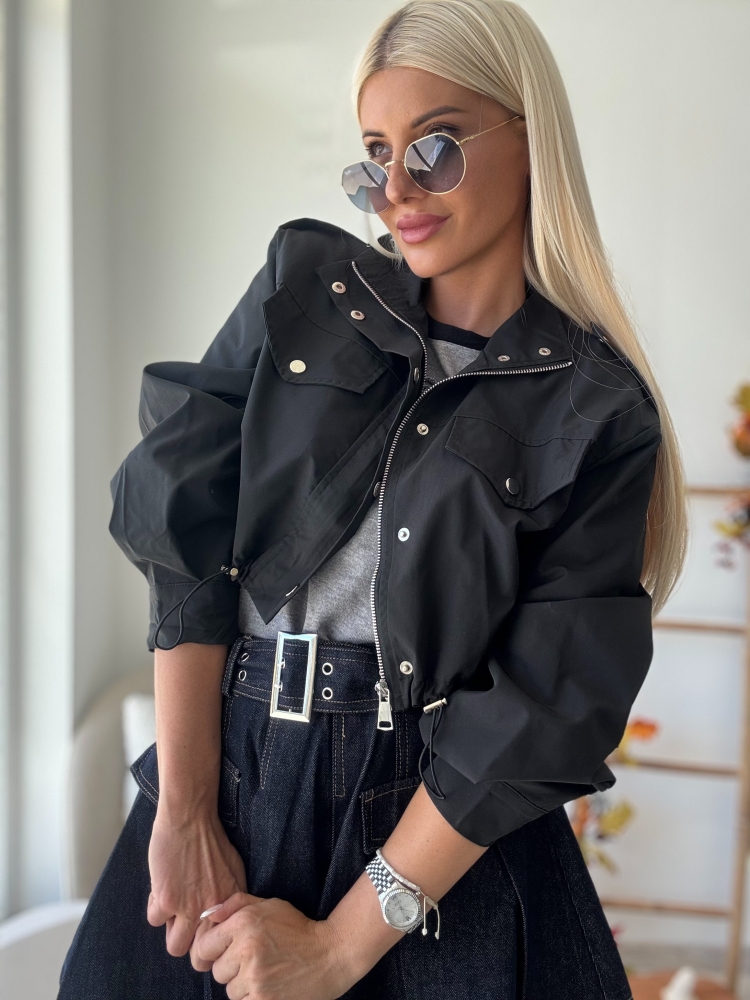 Черно шушляково късо яке