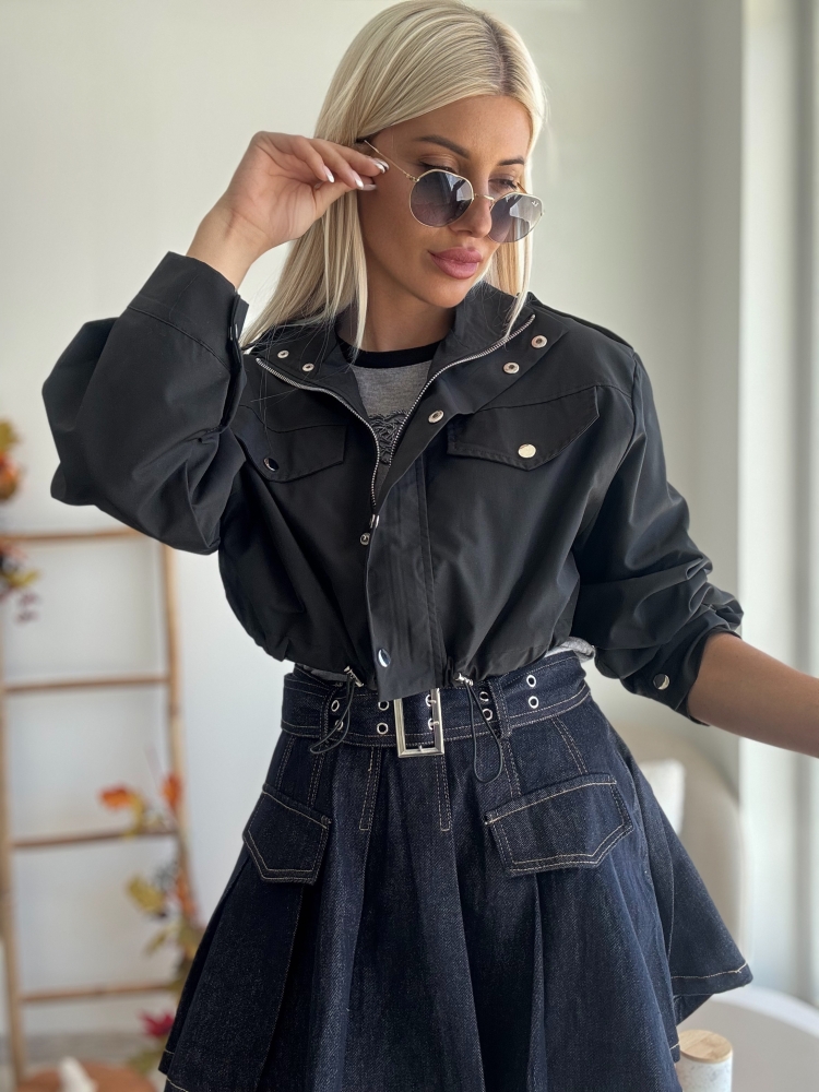 Черно шушляково късо яке