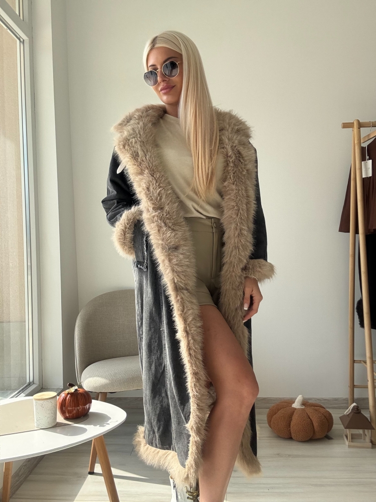 Черно дълго дънково яке