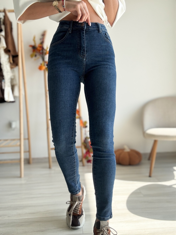 Дънки сини слим фит