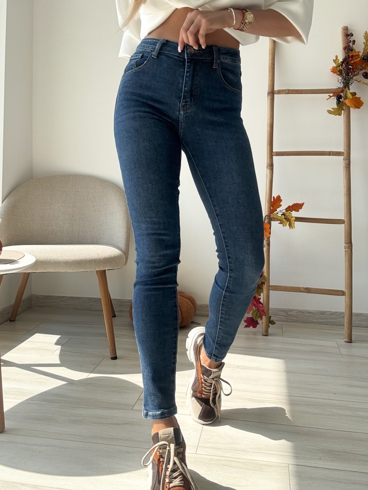 Дънки сини слим фит