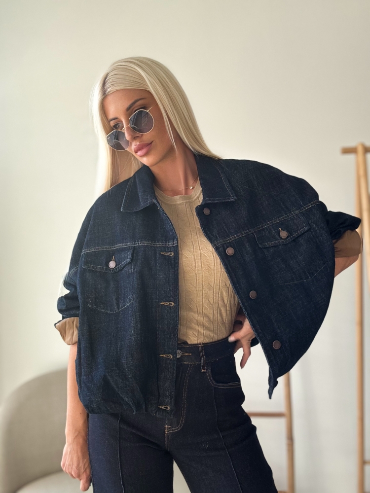 Дънково яке индиго със сатен