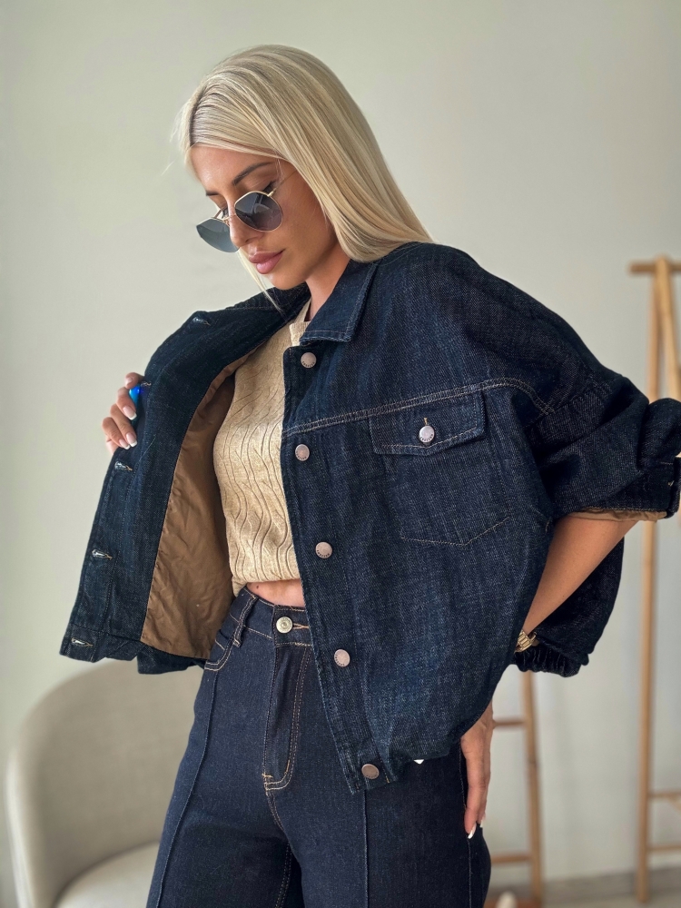 Дънково яке индиго със сатен