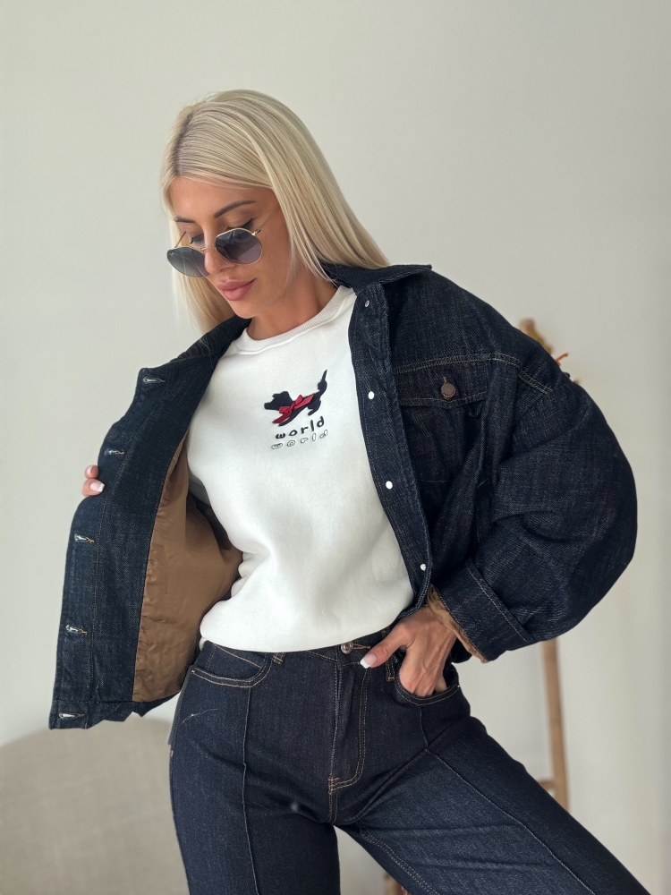 Дънково яке индиго със сатен